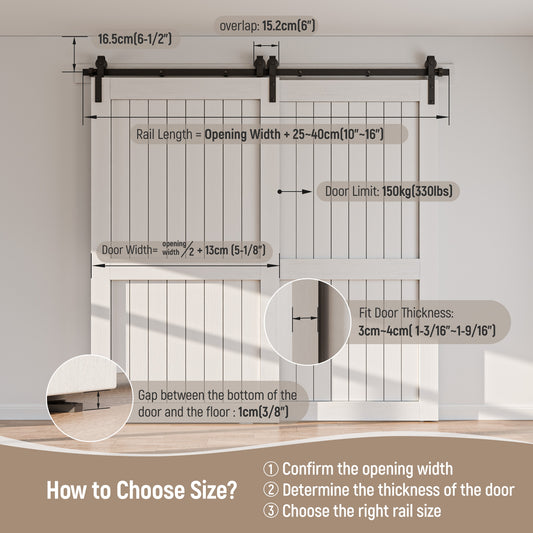 Schiebetürbeschlag Bypass Doppeltür 214cm Schiebetüren Schiebetürsystem Komplettset Laufschiene Rollen Set Schwarz für 2 Holztür 100cm Breit, J-Form