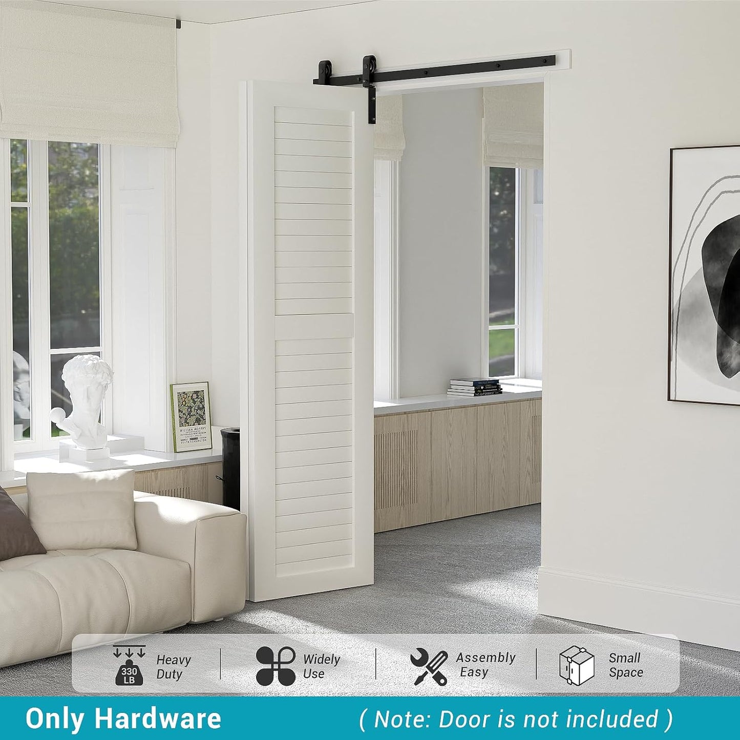 BONIKLUBA Bi-Folding Sliding Barn Door Hardware Track Kit,Smoothly&Quietly,Side Mounted Black Roller,Easy Install,Door Not Included