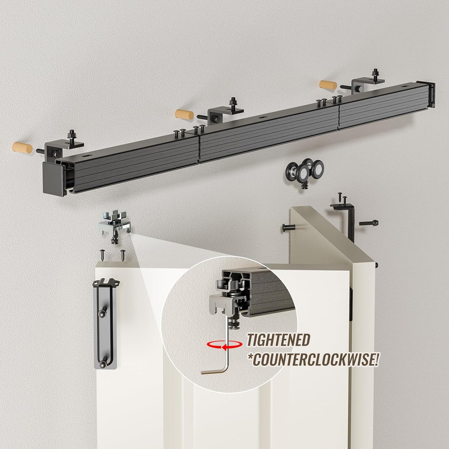 BONIKLUBA Box Rail Bi-Folding Sliding Barn Door Hardware Kit for 2 Door,Wall Mount,Smoothly and Quiet,Easy to Install,No Door