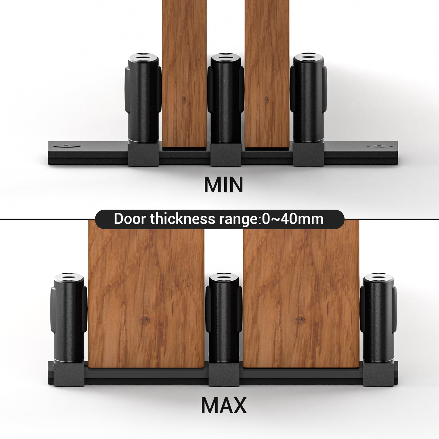 BONIKLUBA Siding Closet Door Floor Guide,Barn Door Guide for Bottom,Adjustable Bypass Door Floor Guide 3-Roller Design,Black