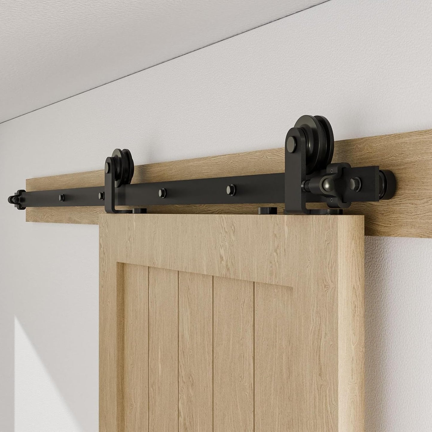 BONIKLUBA 60" Sliding Barn Door Hardware Kit,Heavy Duty Top Mount Barn Door Track Kit,Black T Shape Hanger Set for Single Door Use