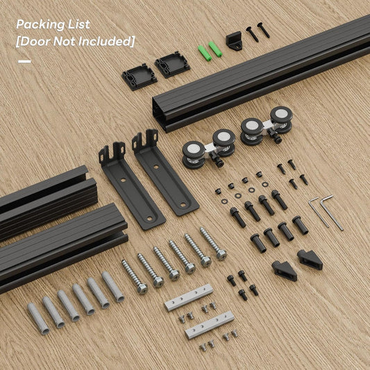 BONIKLUBA Ceiling Mount Box Rail Barn Door Hardware Kit,Heavy Duty Steel Sliding Barn Door Track,Fit Interior and Exterior Door,Easy Install(No Door)