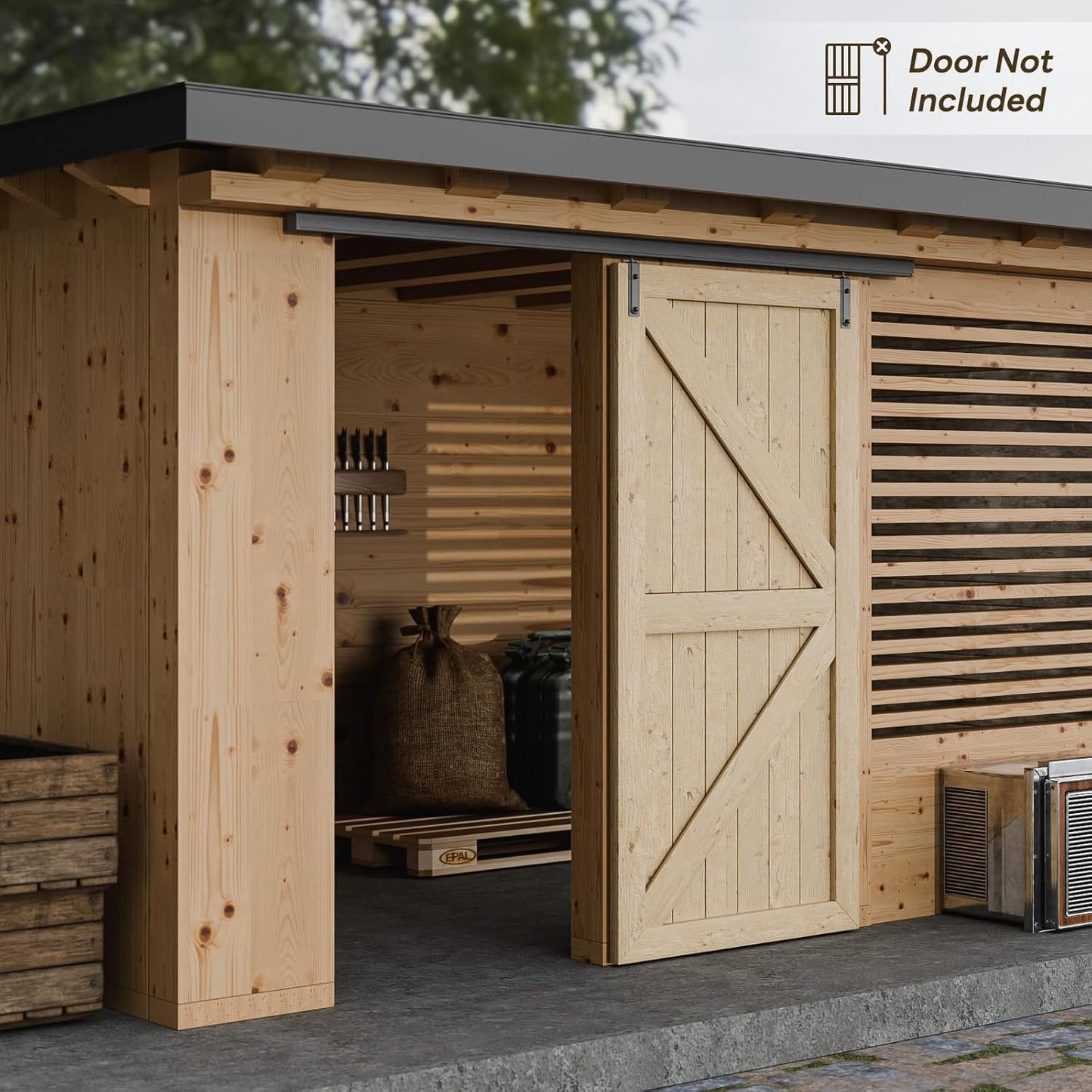 BONIKLUBA Ceiling Mount Box Rail Barn Door Hardware Kit,Heavy Duty Steel Sliding Barn Door Track,Fit Interior and Exterior Door,Easy Install(No Door)