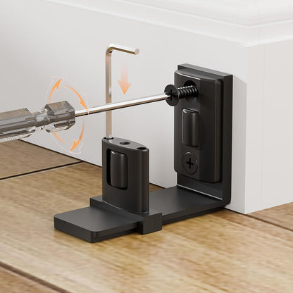 BONIKLUBA Sliding Barn Door Bottom Floor Guide, Adjustable U Shape Flexible Flush Design,Wall Mounted, Black