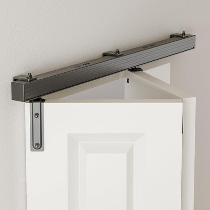 BONIKLUBA Box Rail Bi-Folding Sliding Barn Door Hardware Kit for 2 Door,Wall Mount,Smoothly and Quiet,Easy to Install,No Door