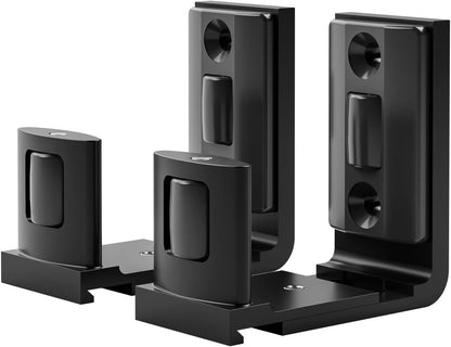 BONIKLUBA Sliding Barn Door Floor Guide for Bottom, Adjustable U Shape Flush Flat Bottom Design,Wall Mount Barn Door Guide,Matte Black,2Pcs