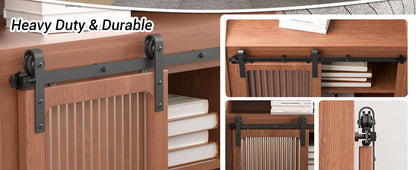 2.5FT/76.3cm Mini Schiebetür-Hardware-Kit für Eintürige TV-Ständer, Kleiner Kleiderschrank (Keine Schranktür)