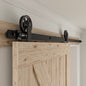 Schiebetürbeschlag 173cm Schiebetüren Schiebetürsystem Komplettset Laufschiene Rollen Set Schwarz für 1 Holztür 86cm Breit, Mittlere Rolle in T-Form