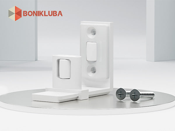 BONIKLUBA Sliding Barn Door Bottom Floor Guide, Adjustable U Shape Flexible Flush Design,Wall Mounted, White 2 Pcs