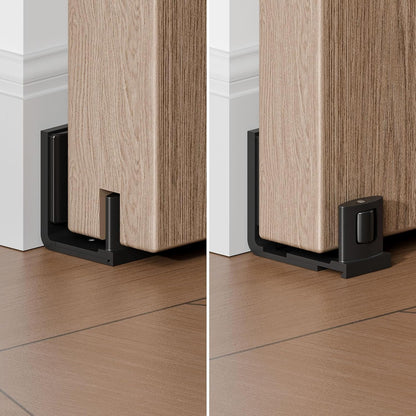 BONIKLUBA Schiebetür Bodenführung Unten, Einstellbare Bodenführung Schiebetür U-Form Design, an der Wand Montiert, Schwarz