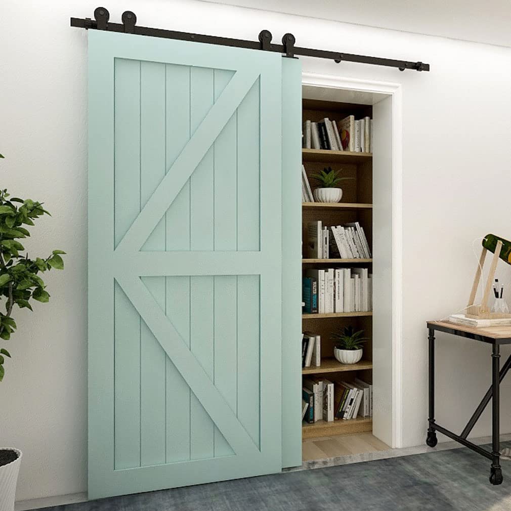 Schiebetürbeschlag Bypass Doppeltür 9FT/274CM Schiebetüren Schiebetürsystem Komplettset Laufschiene Rollen Set Schwarz für 2 Holztür 130cm Breit, T-Form