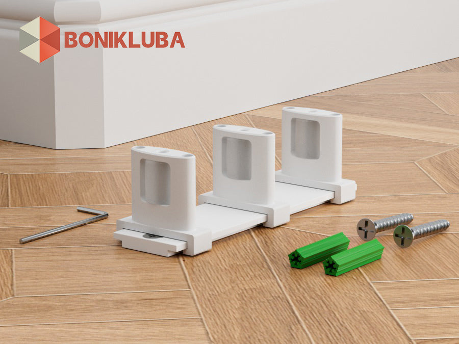 BONIKLUBA Siding Closet Door Floor Guide,Barn Door Guide for Bottom,Adjustable Bypass Door Floor Guide 3-Roller Design,White（1PCS）