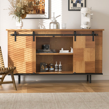 6FT/183cm Mini Schiebetür-Hardware-Kit für Doppeltüren TV-Ständer, Kleiner Kleiderschrank (Keine Schranktür)