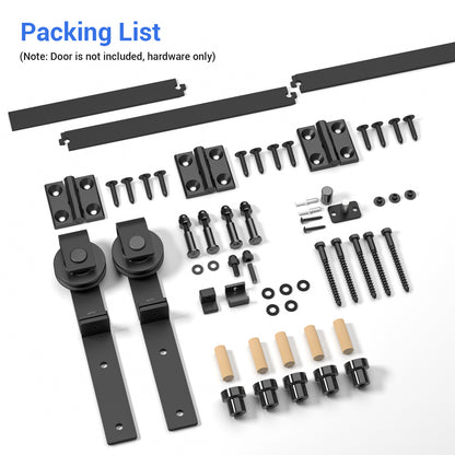 92cm/3FT Bifold Schiebetürbeschlag Schiebetüren Schiebetürsystem Komplettset Laufschiene Rollen Set Schwarz für 2 Holztür 43cm Top Mount T Rad
