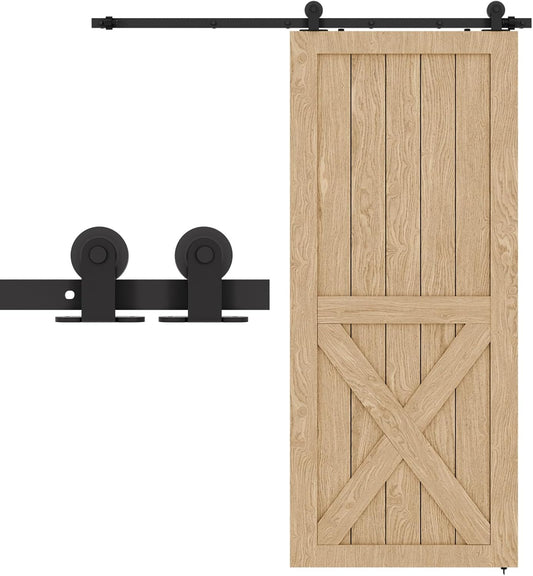 BONIKLUBA 72" Sliding Barn Door Hardware Kit,Heavy Duty Top Mount Barn Door Track Kit,Black T Shape Hanger Set for Single Door Use