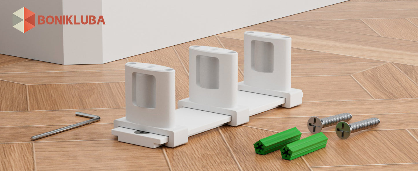 BONIKLUBA Siding Closet Door Floor Guide,Barn Door Guide for Bottom,Adjustable Bypass Door Floor Guide 3-Roller Design,White（1PCS）