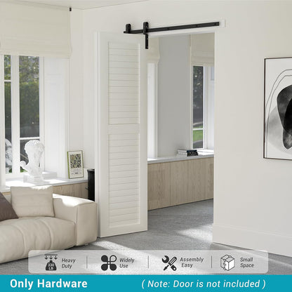 BONIKLUBA Bi-Folding Sliding Barn Door Hardware Track Kit,Smoothly&Quietly,Side Mounted Black Roller,Easy Install,Door Not Included