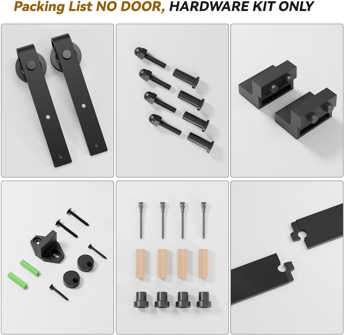 BONIKLUBA 6.6FT Sliding Barn Door Hardware Kit for Single Door-Sturdy&Smoothly&Quietly-Heavy Duty-Easy to Install, Fit 36"-40" Wide Door(J Shape Hanger)