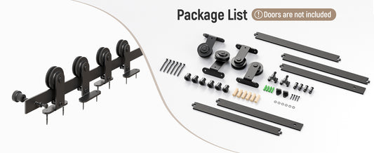 Schiebetürbeschlag Bypass Doppeltür 122cm Schiebetüren Schiebetürsystem Komplettset Laufschiene Rollen Set Schwarz für 2 Holztür 54cm Breit, T-Form