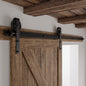 Schiebetürbeschlag 153cm Schiebetüren Schiebetürsystem Komplettset Laufschiene Rollen Set Schwarz für 1 Holztür 76cm Breit, Mittlere Rolle in J-Form