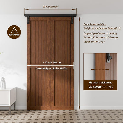 BONIKLUBA Box Rail Hardware Bifold Sliding Barn Door Hardware Track,Ceiling Mount Kit (Door Not Included)