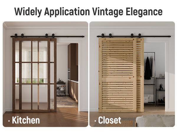 Schiebetürbeschlag Bypass Doppeltür 122cm Schiebetüren Schiebetürsystem Komplettset Laufschiene Rollen Set Schwarz für 2 Holztür 54cm Breit, T-Form