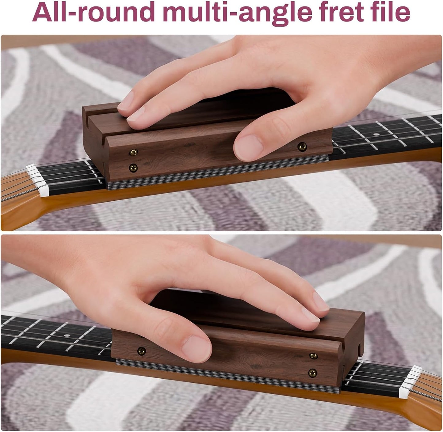 BONIKLUBA Guitar Fret End Beveling File,3 in 1 Guitar Bass Fret End Dressing,3/23/35 Degree Guitar Fret Crowning End Bevel File Tools