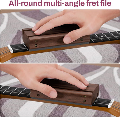 BONIKLUBA Guitar Fret End Beveling File,3 in 1 Guitar Bass Fret End Dressing,3/23/35 Degree Guitar Fret Crowning End Bevel File Tools