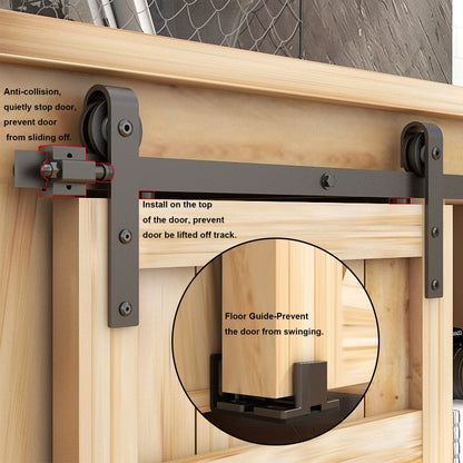 4FT/122cm Mini Schiebetür-Hardware-Kit für Doppeltüren TV-Ständer, Kleiner Kleiderschrank (Keine Schranktür)