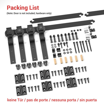 203cm/6.6FT Bifold Schiebetürbeschlag Schiebetüren Schiebetürsystem Komplettset Laufschiene Rollen Set Schwarz für 4 Holztür 49cm Breit