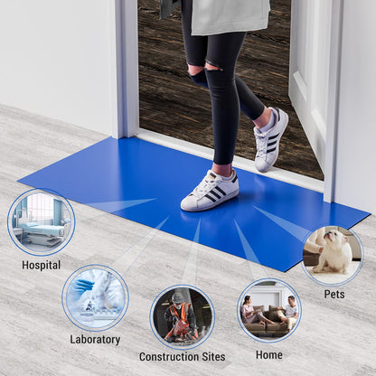 Klebematte für Schuhe, 45 x 90 cm, 120 Blatt, Aufkleber für Böden, Aufkleber für den Bau, Krankenhaus, Labor, Haustiere, Blau