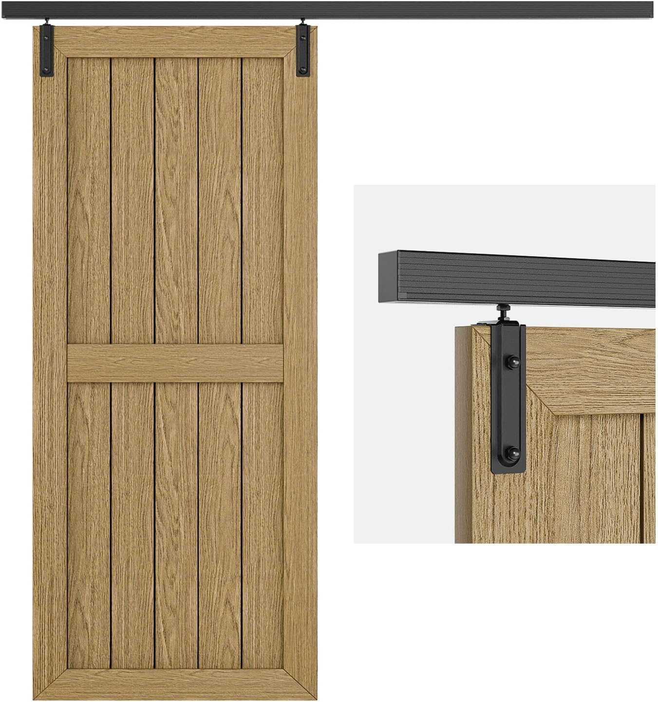 BONIKLUBA Ceiling Mount Box Rail Barn Door Hardware Kit,Heavy Duty Steel Sliding Barn Door Track,Fit Interior and Exterior Door,Easy Install(No Door)