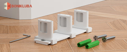 BONIKLUBA Siding Closet Door Floor Guide,Barn Door Guide for Bottom,Adjustable Bypass Door Floor Guide 3-Roller Design,White（2PCS）