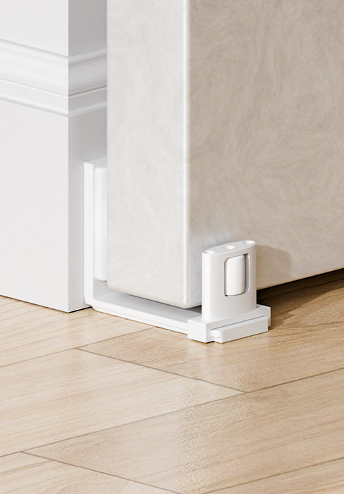 BONIKLUBA Sliding Barn Door Bottom Floor Guide, Adjustable U Shape Flexible Flush Design,Wall Mounted, White 2 Pcs