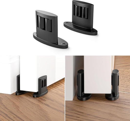 BONIKLUBA Sliding Barn Door Floor Guide for Bottom,Adjustable Wall Mounted Barn Door Guide,Flexible Double Wheel Design 2PCS,Hight 1-1/2"