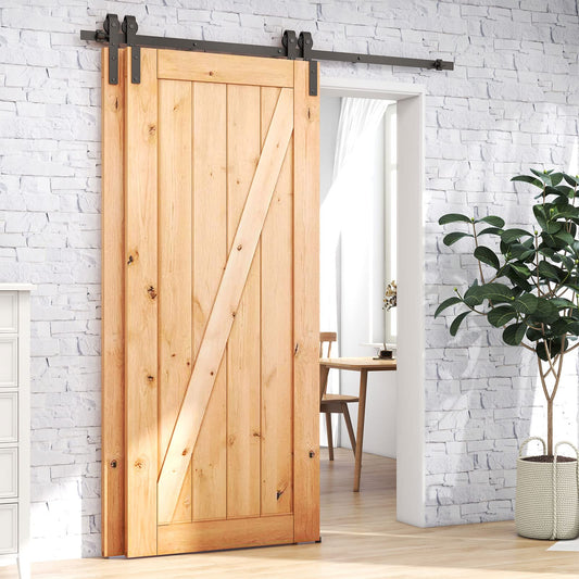Schiebetürbeschlag Bypass Doppeltür 11FT/335CM Schiebetüren Schiebetürsystem Komplettset Laufschiene Rollen Set Schwarz für 2 Holztür 160cm Breit, J-Form