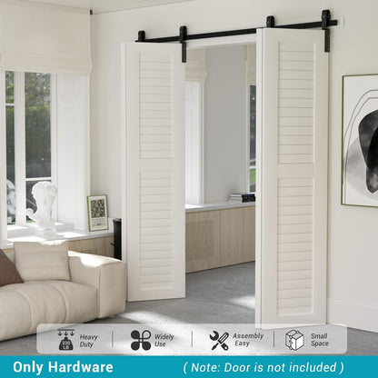BONIKLUBA Bi-Folding Sliding Barn Door Hardware Track Kit,Smoothly&Quietly,Side Mounted Black Roller,Easy Install,Door Not Included