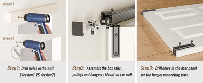 BONIKLUBA Box Rail Bi-Folding Sliding Barn Door Hardware Kit for 2 Door,Wall Mount,Smoothly and Quiet,Easy to Install,No Door