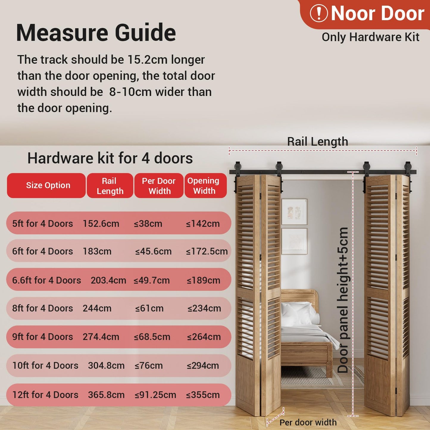 Laufschiene Rollen Set Schwarz für 4 Holztür 59cm Breit