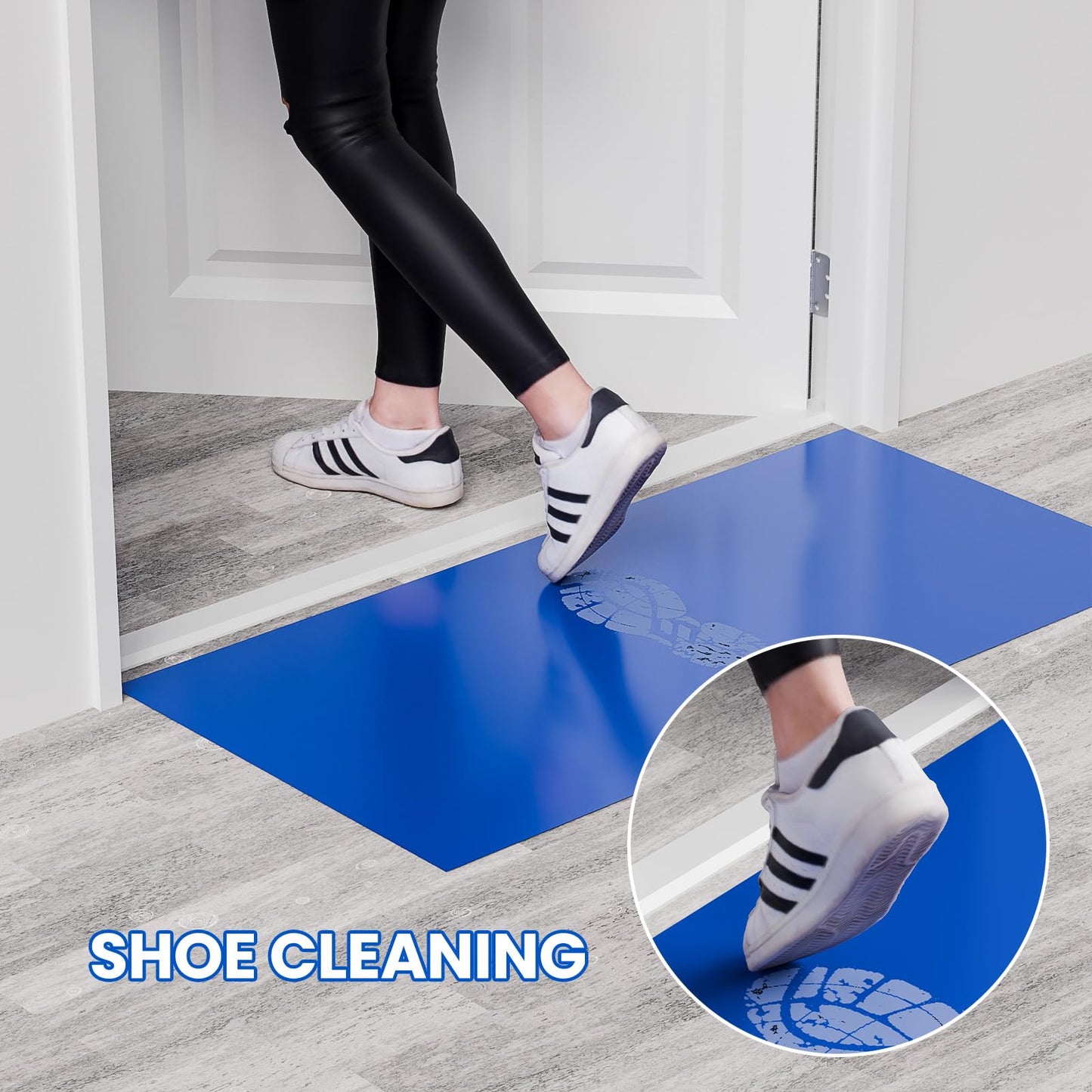 Klebematte für Schuhe, 45 x 90 cm, 120 Blatt, Aufkleber für Böden, Aufkleber für den Bau, Krankenhaus, Labor, Haustiere, Blau