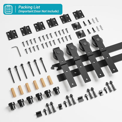BONIKLUBA Bi-Folding Sliding Barn Door Hardware Track Kit,Smoothly&Quietly,Side Mounted Black Roller,Easy Install,Door Not Included