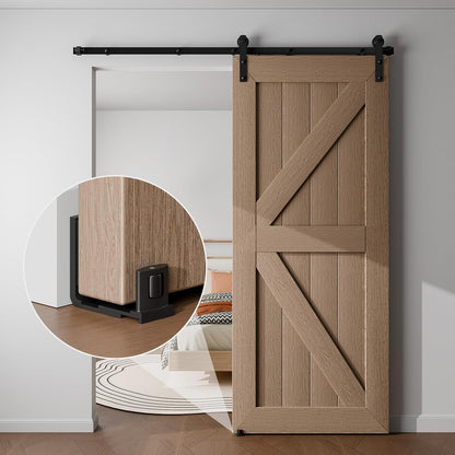 BONIKLUBA Sliding Barn Door Floor Guide for Bottom, Adjustable U Shape Flush Flat Bottom Design,Wall Mount Barn Door Guide,Matte Black,1Pcs