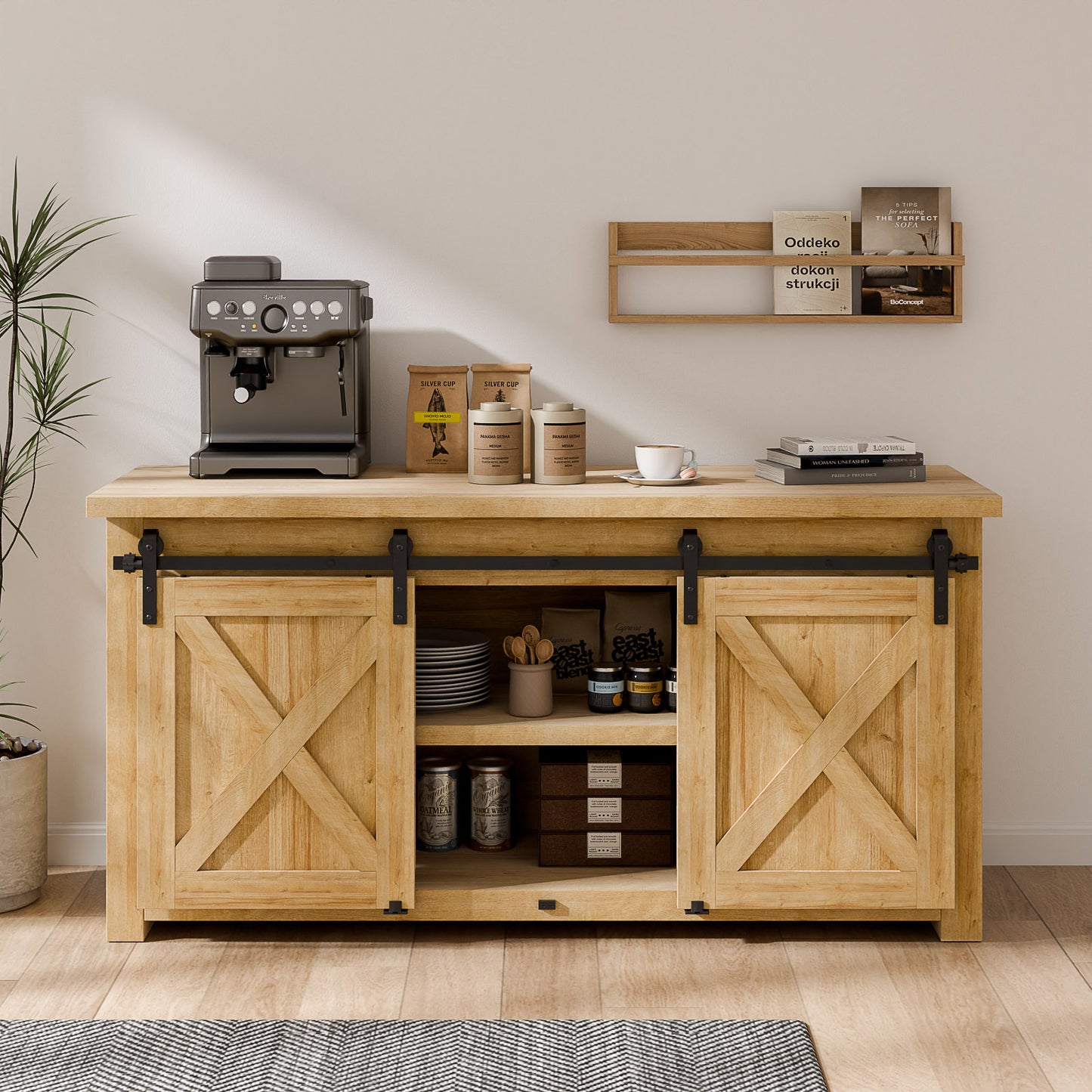 BONIKLUBA Super Mini Cabinet Small Sliding Double Barn Door Hardware Track Kit Apply for Storage Window TV Stand-Fit 12" Wide Door Panel-J Shape Hanger