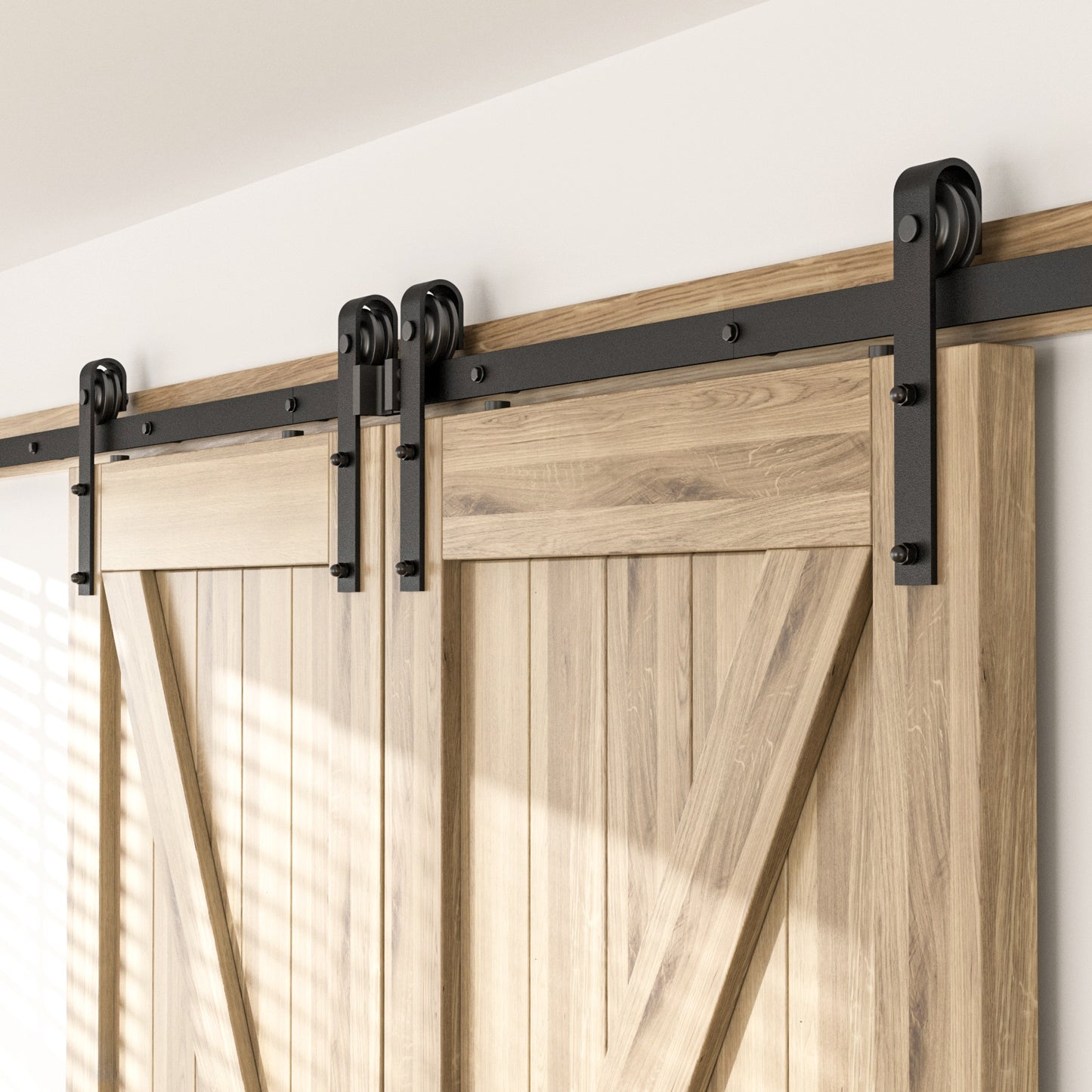 BONIKLUBA Sliding Barn Door Hardware Kit for Single Door-Sturdy&Smoothly&Quietly-Heavy Duty-Easy to Install(J Shape Hanger)