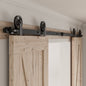 Schiebetürbeschlag Doppeltür 325cm Schiebetüren Schiebetürsystem Komplettset Laufschiene Rollen Set Schwarz für 2 Holztür 81cm Breit, Mittlere Rolle in T-Form