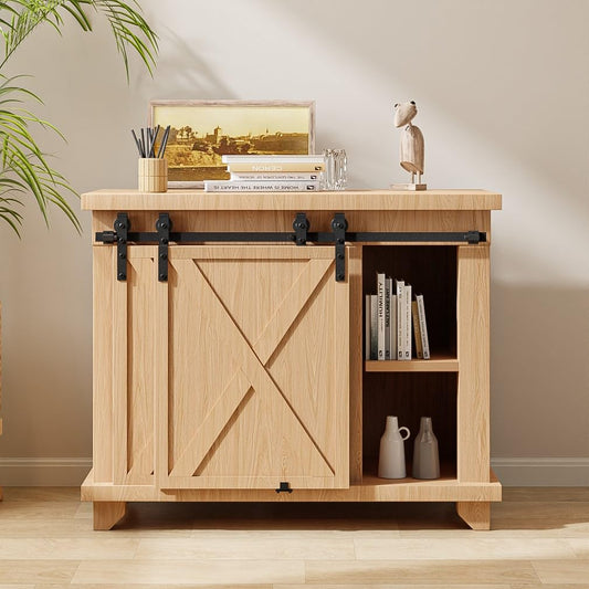 Mini-Schiebetür-Komplettset Schiebetürbeschlag 228,7 cm Laufschiene mit Rollen, Schiebetürsystem für Bypass-Doppelschiebetür aus Holz (keine Schranktüren)
