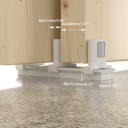 Siding Closet Door Floor Guide,Barn Door Guide for Bottom,Adjustable Bypass Door Floor Guide 3-Roller Design,White（1PCS）