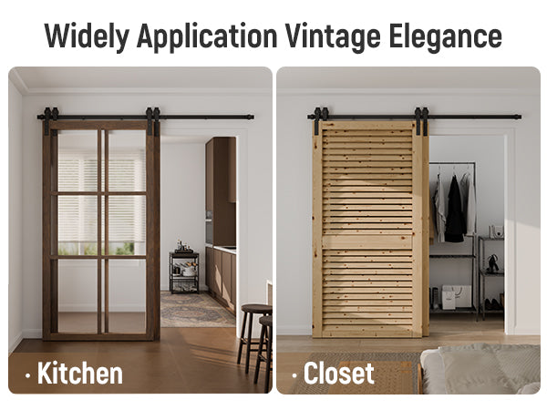 Schiebetürbeschlag Bypass Doppeltür 203cm Schiebetüren Schiebetürsystem Komplettset Laufschiene Rollen Set Schwarz für 2 Holztür 95cm Breit, J-Form
