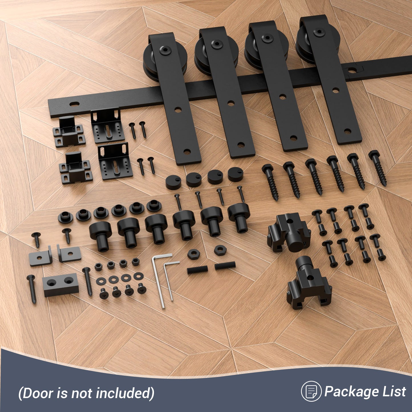 8FT/244cm Mini Schiebetür-Hardware-Kit für Doppeltüren TV-Ständer, Kleiner Kleiderschrank (Keine Schranktür)