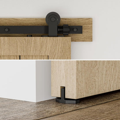 BONIKLUBA 72" Sliding Barn Door Hardware Kit,Heavy Duty Top Mount Barn Door Track Kit,Black T Shape Hanger Set for Single Door Use